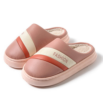 Women's Faux Leather Cotton Slippers