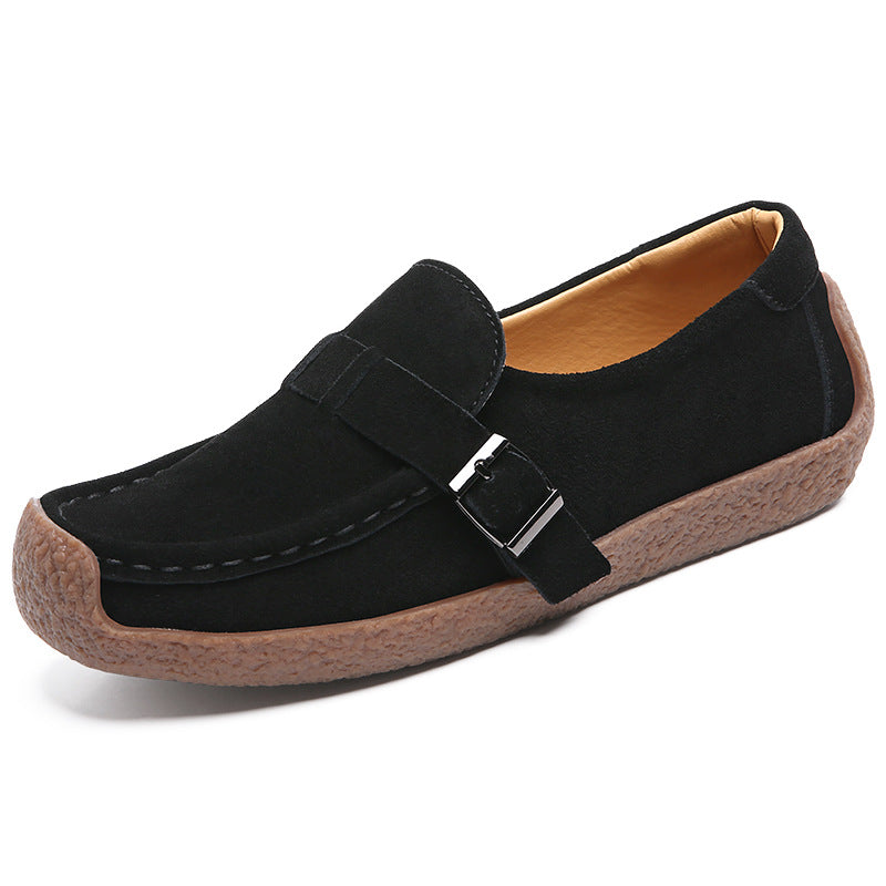 Women's Casual Flat Cowhide Snail Peas Shoes