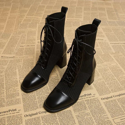 Women's Ankle Boots - High Heel Martin Boots for Autumn and Winter