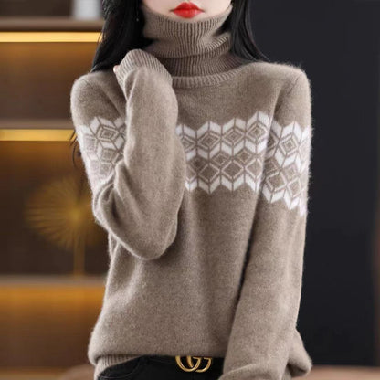 New Winter Retro Jacquard Wool High-Collar Loose-Fit Thickened Jumper