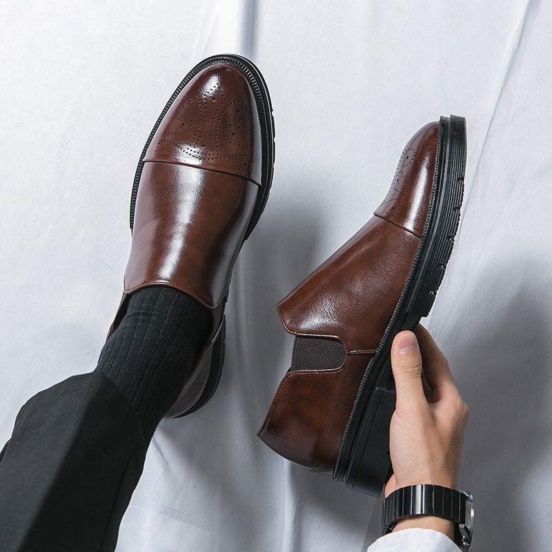 Men's New Slip-On Leather Shoes for Height Increase - Business Formal Wear