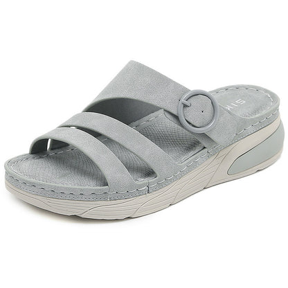 Women's Casual Sports Slippers with Comfortable Platform and Velcro Stitching