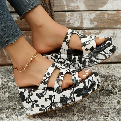 Women's Fashion Thick-Soled Printed Slippers