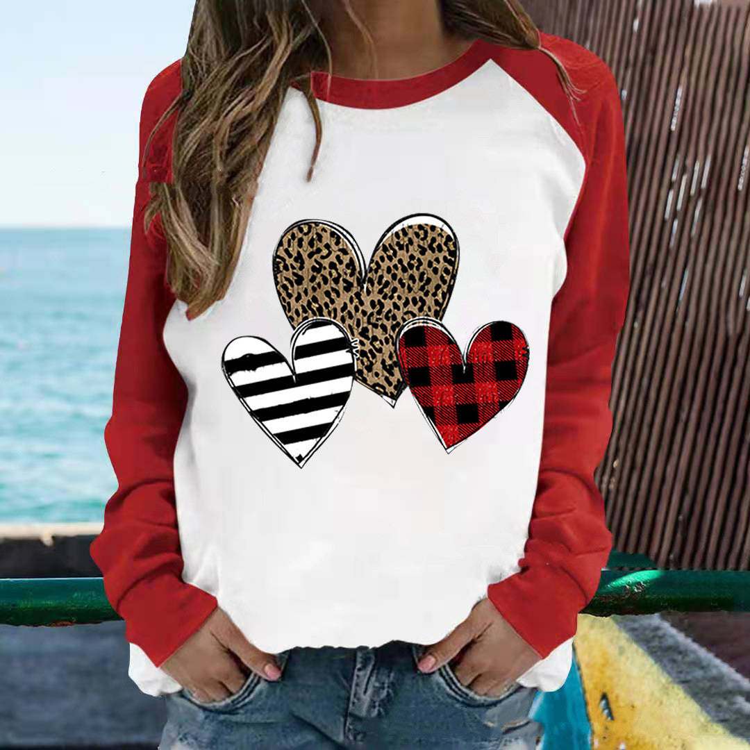 Plus Size Women's Color Matching Printing Love T-shirt