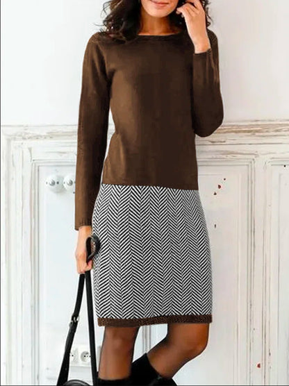 Women's Houndstooth Slim Fit Dress - Fashionable Design