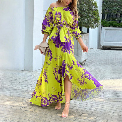 Women's Printed Lantern Sleeve Dress