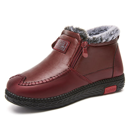 All-matching Middle-aged And Elderly Snow Boots Women Fleece-lined Thickened