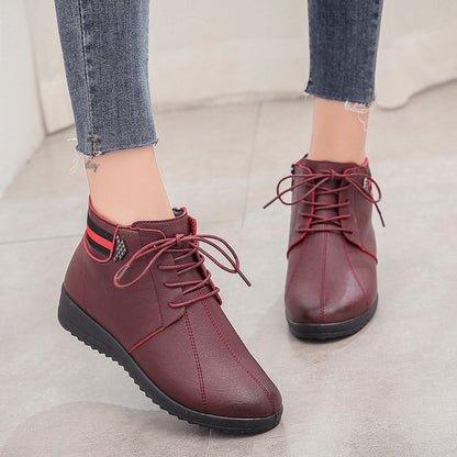 Fashion Mid-heel Round Toe Flat Bottom Short Tube Cotton Boots