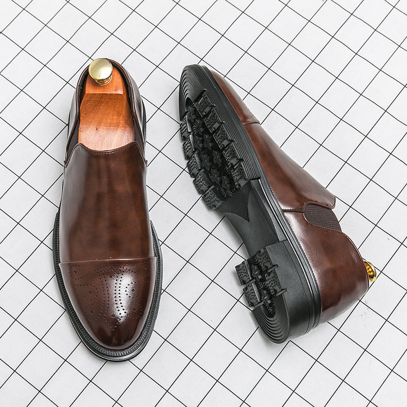 Men's New Slip-On Leather Shoes for Height Increase - Business Formal Wear