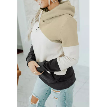 Color Block Pocket Hoodie Pullover Sweatshirt