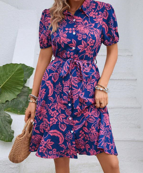 Summer Shirt Dress Loose Short Sleeve