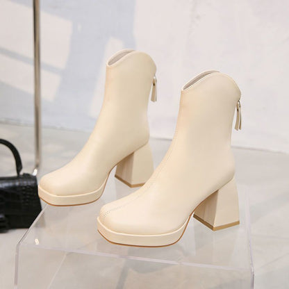 French-Style High Heel Ankle Boots – Elegant and Slim-Fit Design