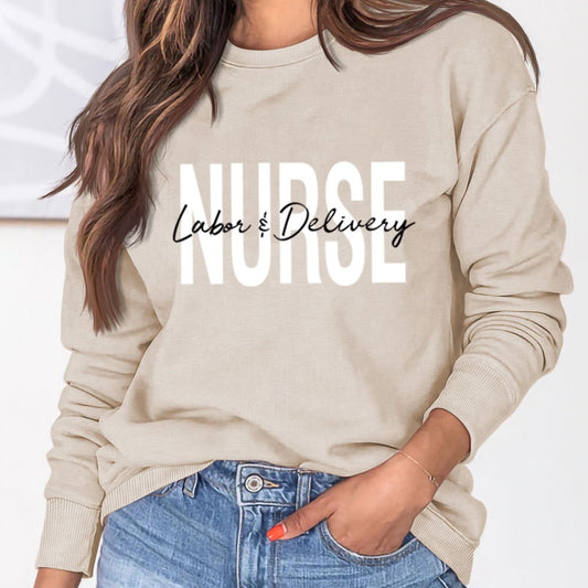 Round Neck Letter Printing Loose Plus Size Long Sleeve Sweater