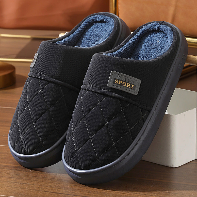 Men's Winter Warm Plush Home Slippers – Non-Slip Indoor Casual All-Match Shoes