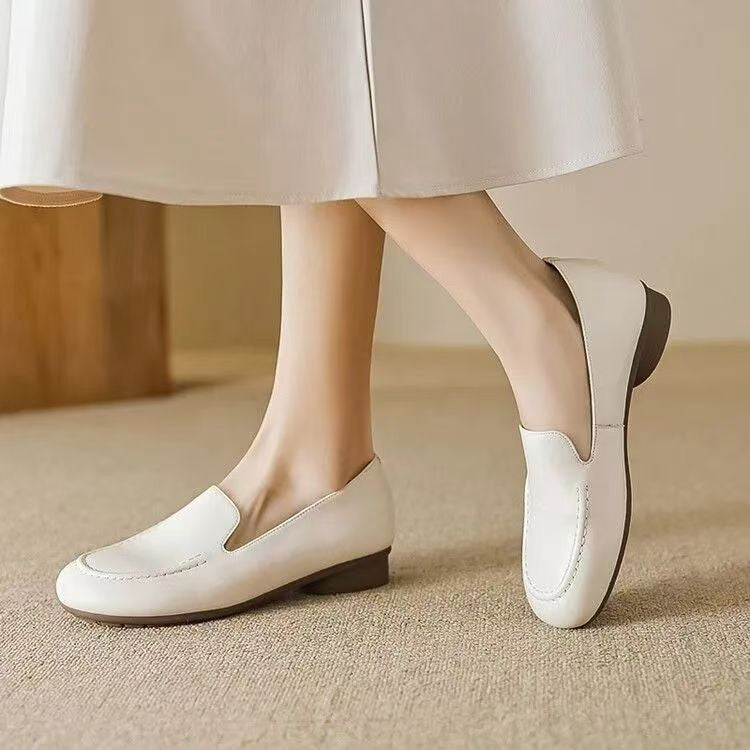 New Retro Style Women's Loafers – Round Toe, Flat Bottom, Slip-On British Soft Bottom Pumps