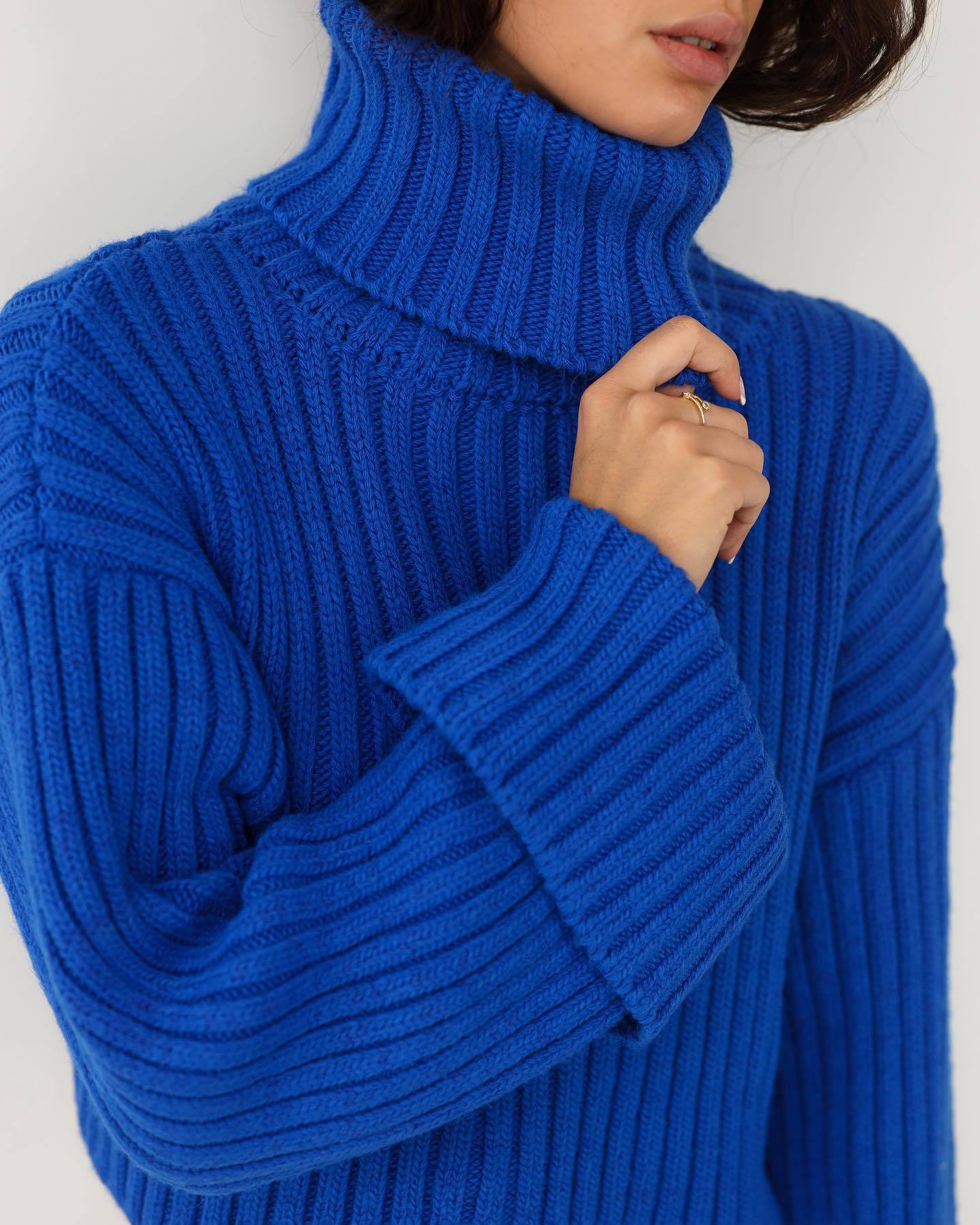 Women's Striped Turtleneck Sweater – Short Style