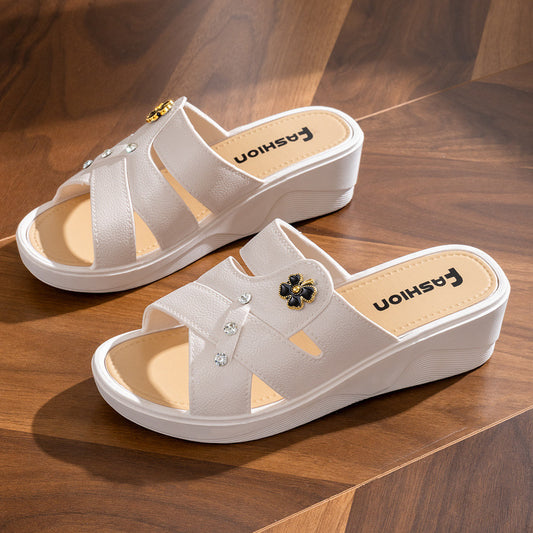 Summer Wedge Non-slip Thick-soled Slippers for Outdoor Wear