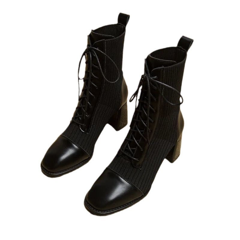 Women's Ankle Boots - High Heel Martin Boots for Autumn and Winter