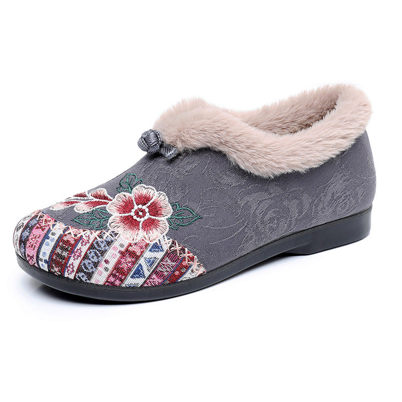 Fleece-Lined Thickened Cotton-Padded Shoes for Middle-Aged and Elderly Women