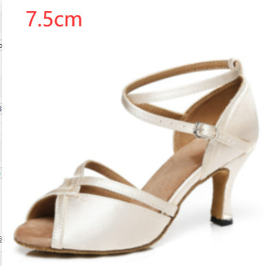 Latin Dance Shoes with Soft Bottom, Seamless Design, and High-Wrapped Heel