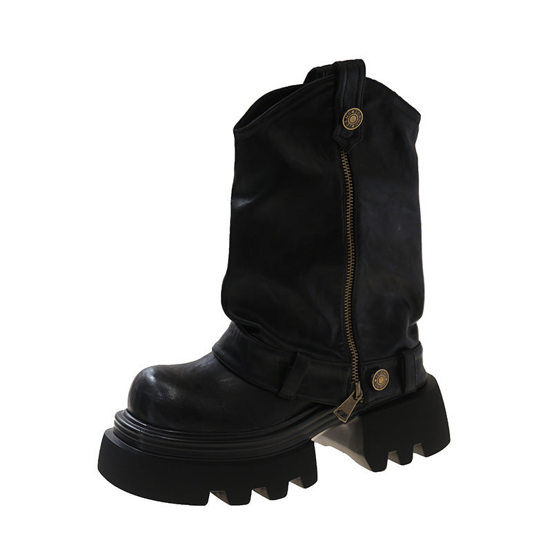 Elegant Retro British Style Platform Martin Boots for Women