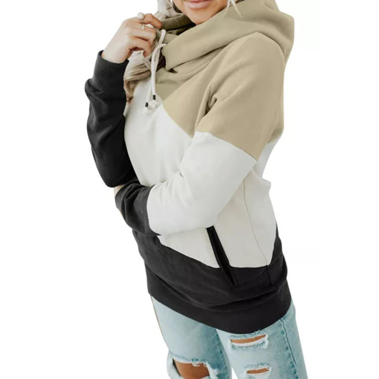 Color Block Pocket Hoodie Pullover Sweatshirt