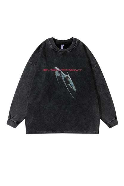 WLS Liquid Metal Print Washed Sweatshirt