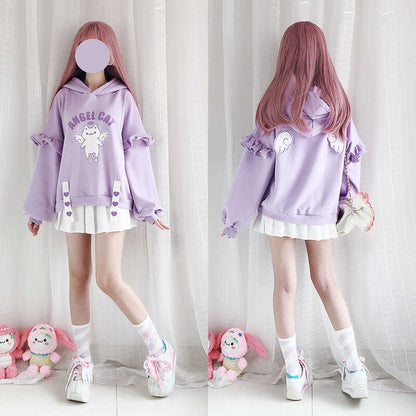 Puff Sleeve Sweet Ruffle Sweatshirt