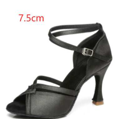 Latin Dance Shoes with Soft Bottom, Seamless Design, and High-Wrapped Heel