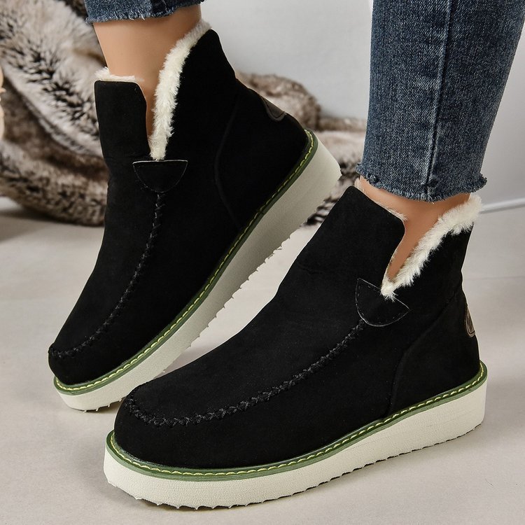 Women's Plus Size Solid Color Wedge Slip-on Warm Snow Booties