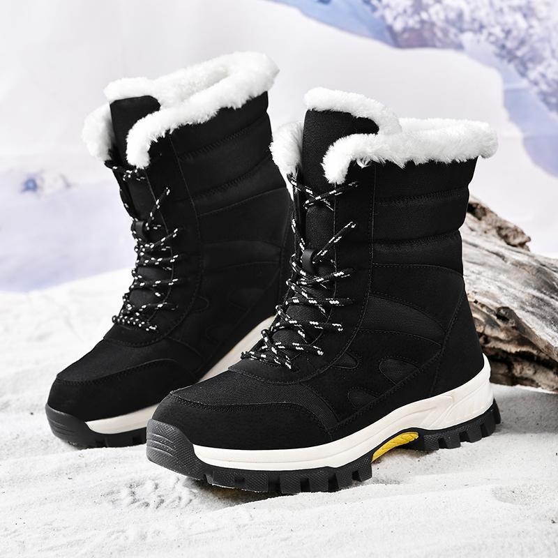 Outdoor Army Green Camouflage High-Top Snow Boots for Women, Thickened Cotton Shoes