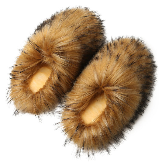 Women's Fluffy Slippers – Autumn and Winter Home Fleece-Lined Warm Artificial Fur