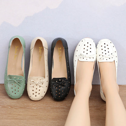 Women's Summer Hollow-Out Leather Flat Shoes