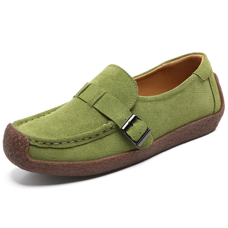 Women's Casual Flat Cowhide Snail Peas Shoes