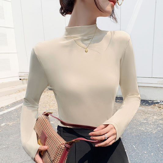 Women's Half Turtleneck Base Layer Shirt – Available in Nine Colors for Spring and Autumn