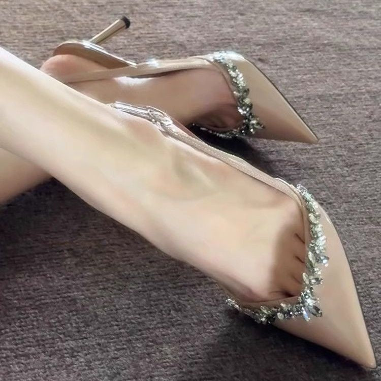 Summer Nude High Heels with Pointed Toe and Elegant Strap – All-Matching Sandals