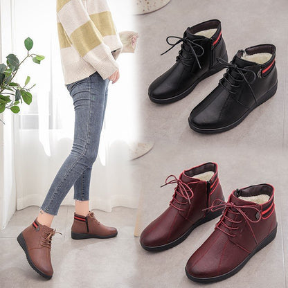 Fashion Mid-heel Round Toe Flat Bottom Short Tube Cotton Boots