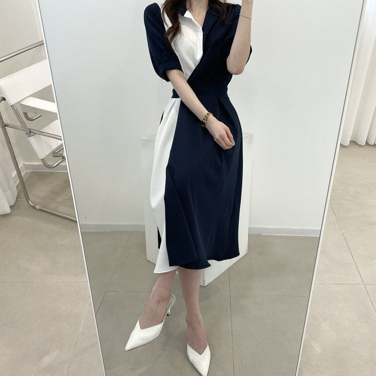 Fashionable Waistband Short Sleeved Dress