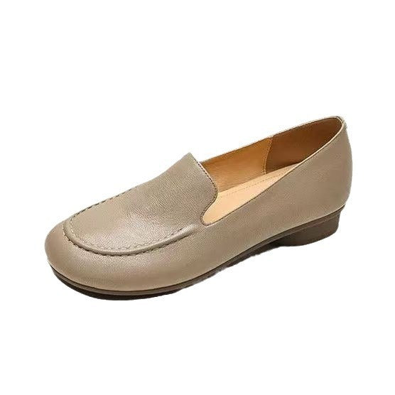 New Retro Style Women's Loafers – Round Toe, Flat Bottom, Slip-On British Soft Bottom Pumps