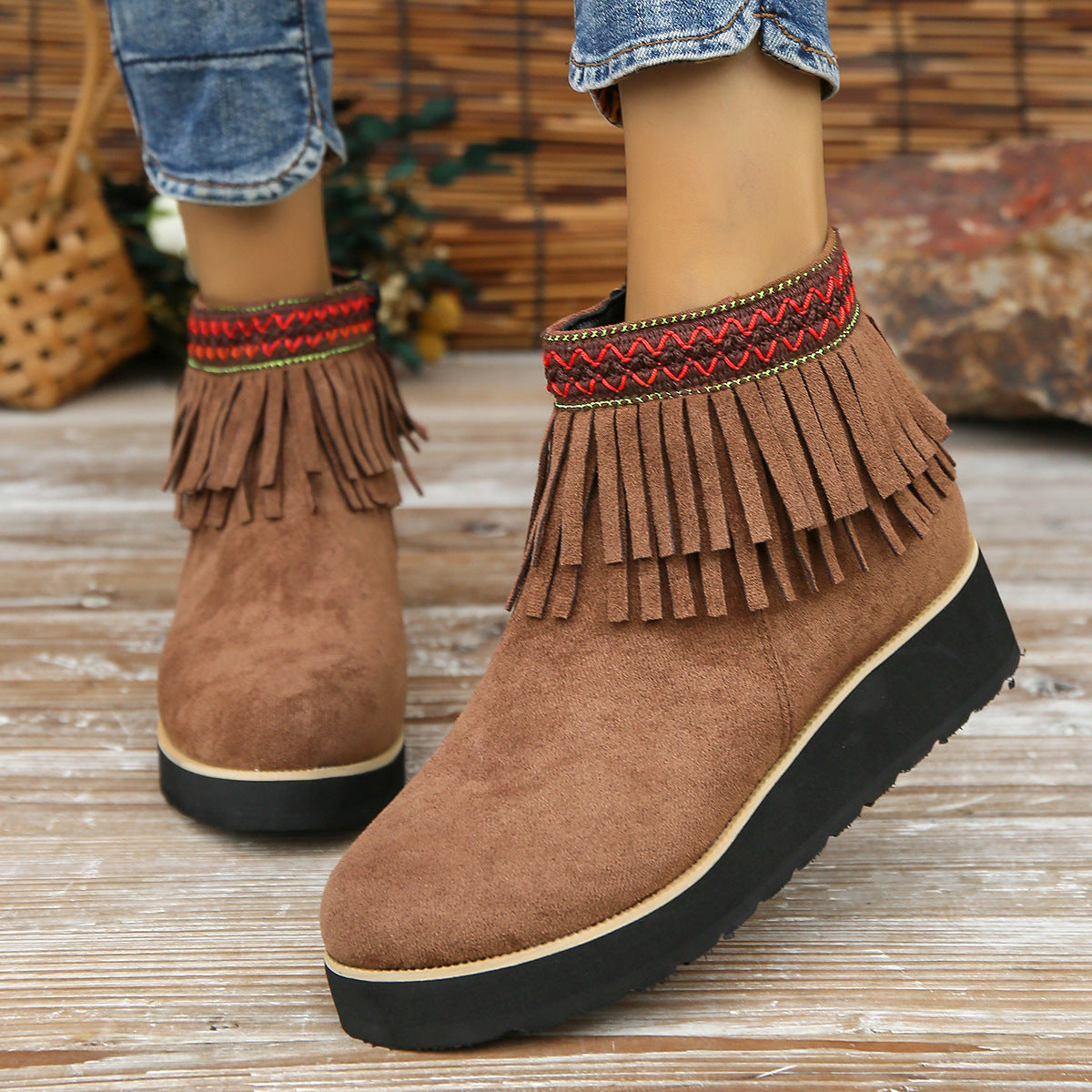 Stylish Small Wedge Booties with Thick Bottom for Fashionable Wear