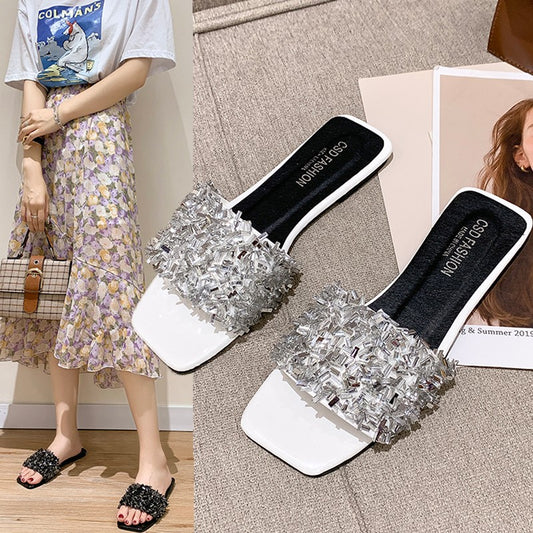 Seaside Beach Rhinestone Sandals and Slippers for Plus Size Women