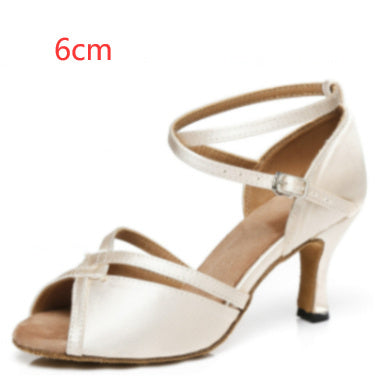 Latin Dance Shoes with Soft Bottom, Seamless Design, and High-Wrapped Heel