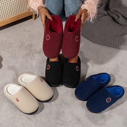 Warm Velvet Woolen Non-Slip Cotton Slippers for Couples