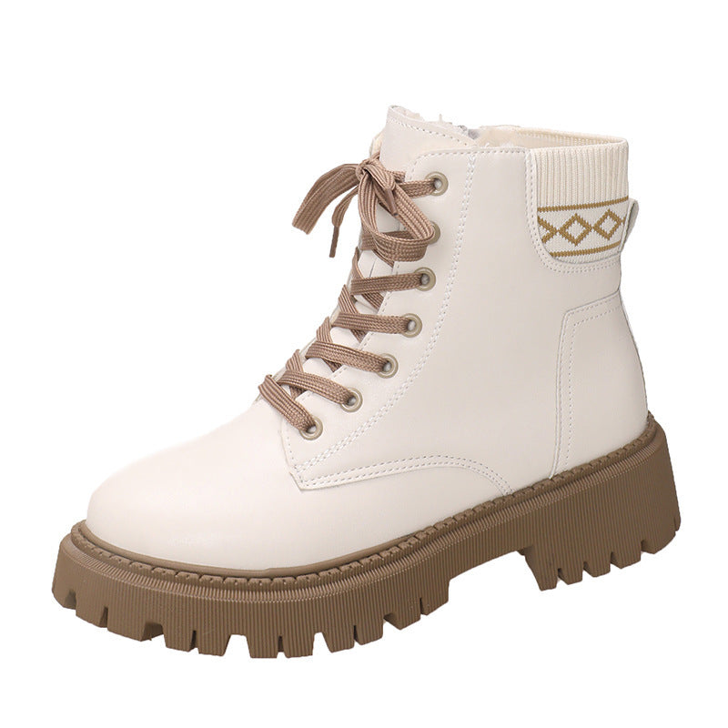 Women's Fleece-Lined British Style Martin Boots