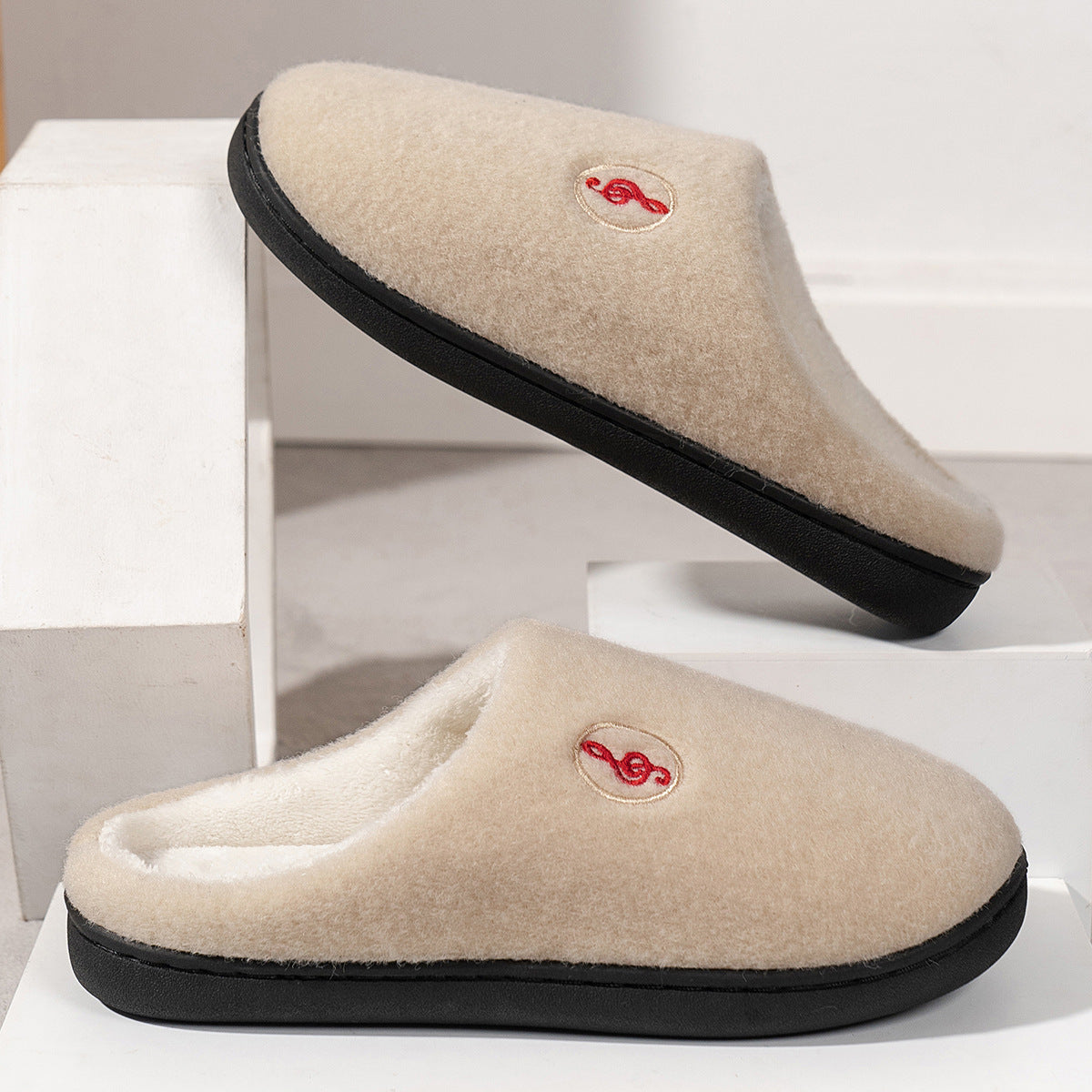 Warm Velvet Woolen Non-Slip Cotton Slippers for Couples