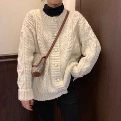 Women's Thick Needle Thread Twist Sweater Coat