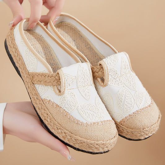 Linen Woven Slip-On Half Slippers – Casual Shoes