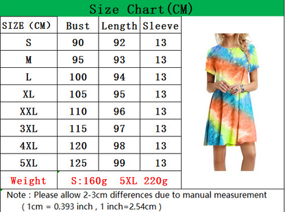 Slim-fit Dazzling Rainbow Tie-dye Printed Dress