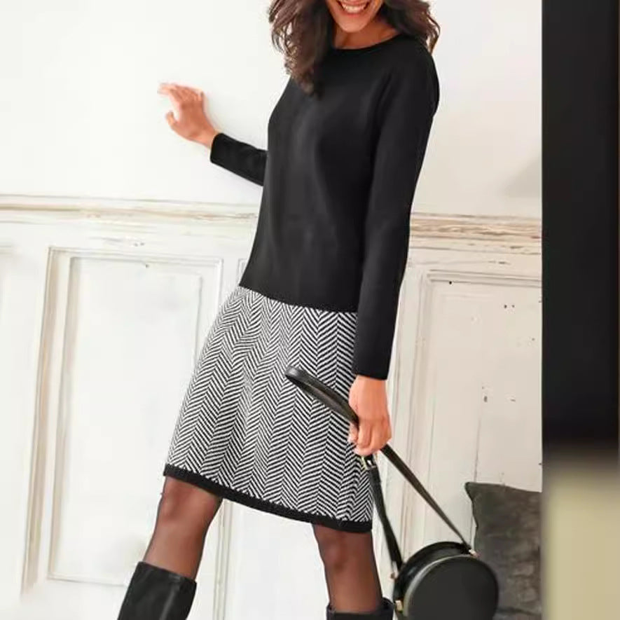 Women's Houndstooth Slim Fit Dress - Fashionable Design