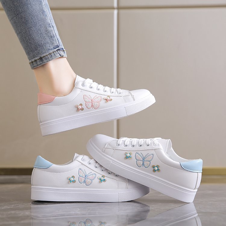 Women's Flat Low-Top Sneakers with Bow